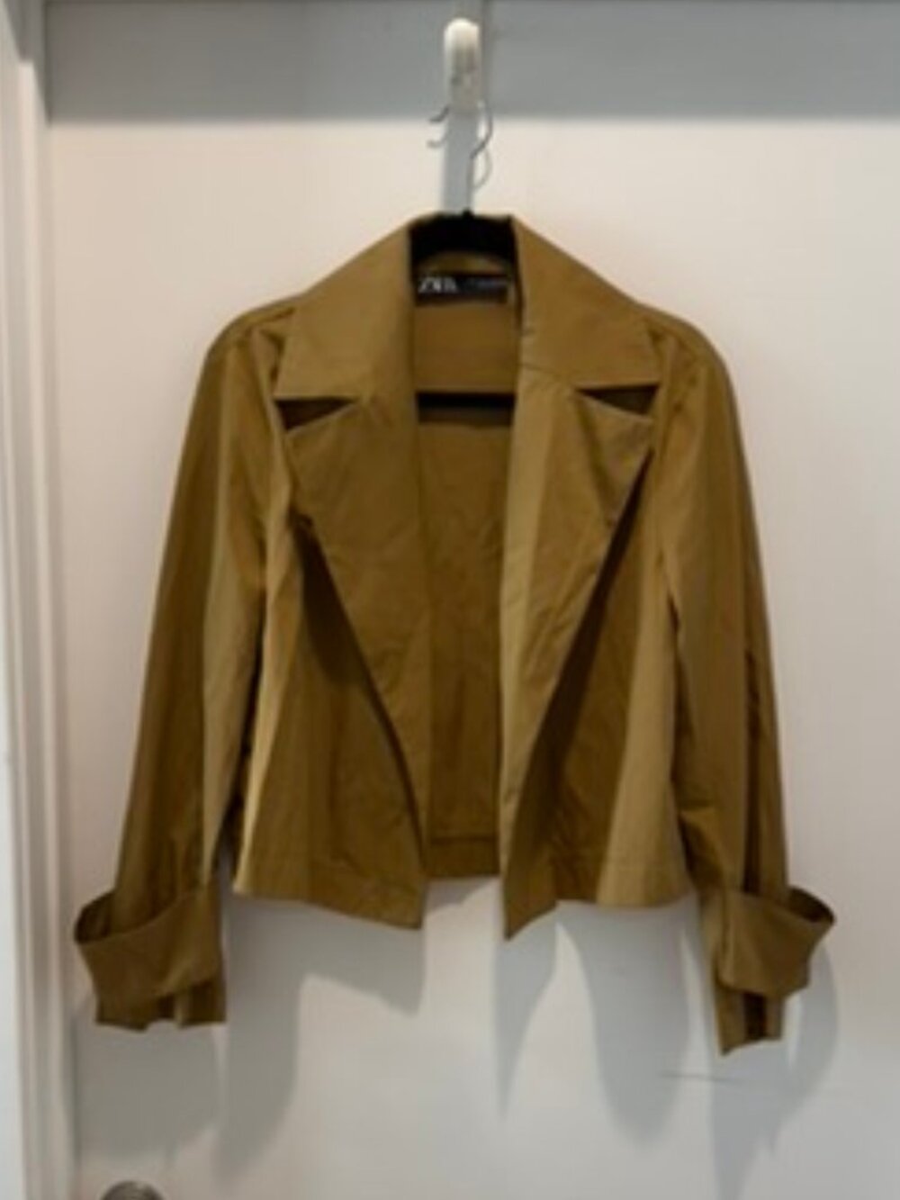 Zara Khaki Cropped Trench Jacket Size L
